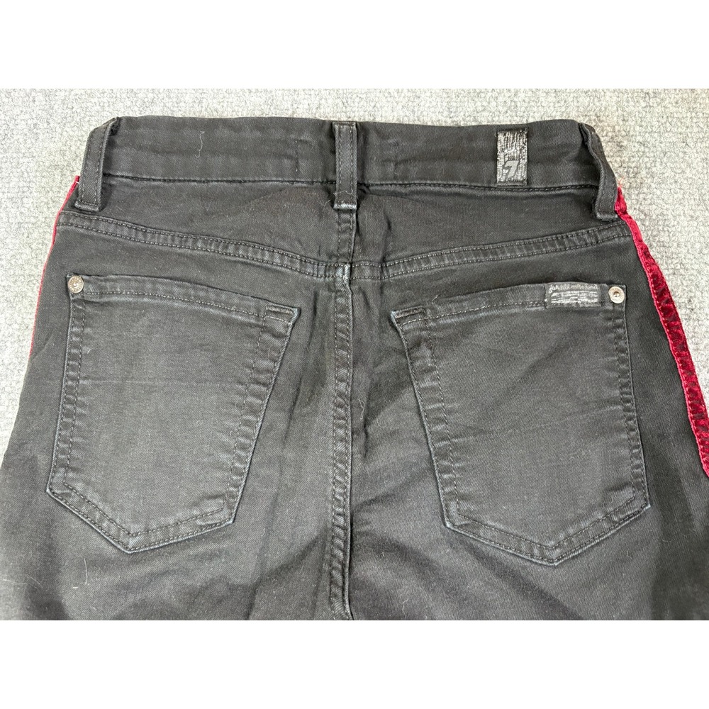 7 For All Mankind b(air) High Waist Ankle Skinny Jeans Black Velvet Stripe 24 - Picture 10 of 10